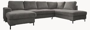 Panoramiczna sofa narożna ze sztruksu z funkcją spania Lazy Lukka (8-osobowa)