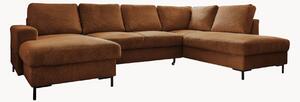Panoramiczna sofa narożna ze sztruksu z funkcją spania Lazy Lukka (8-osobowa)