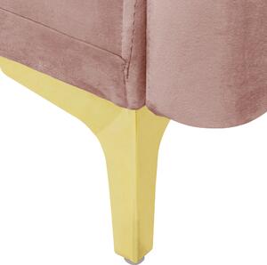 Sofa 3-osobowa welurowa różowa z poduszkami do salonu nowoczesna Lucian Beliani