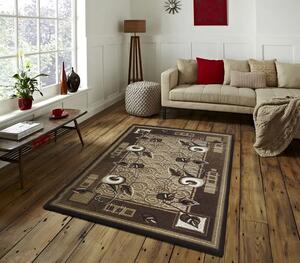 Brązowy prostokątny dywan w listki - Pixo