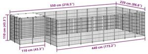 Kojec dla psa, czarny, 10,89 m², stalowy
