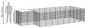 Kojec dla psa, czarny, 10,89 m², stalowy