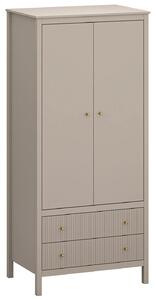 Szafa dwudrzwiowa z drążkiem i szufladami taupe D8-D61