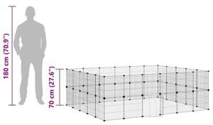 Klatka dla zwierząt z bramką, 44 panele, czarna, 35x35 cm, stal