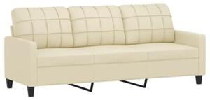 Sofa 4-osobowa z poduszkami, kremowa, sztuczna skÃ³ra