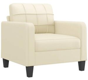 Sofa 4-osobowa z poduszkami, kremowa, sztuczna skÃ³ra