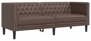 Zestaw 3-cz. wypoczynkowy chesterfield, brÄ zowy, sztuczna skÃ³ra
