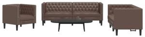 Zestaw 3-cz. wypoczynkowy chesterfield, brÄ zowy, sztuczna skÃ³ra