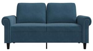 Sofa 2-osobowa, niebieski, 120 cm, tapicerowana aksamitem