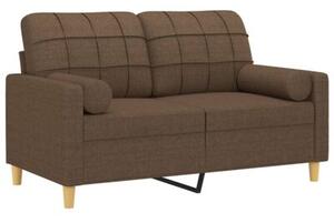 Sofa 2-osobowa z poduszkami, brÄ zowa, 120 cm, tkanina