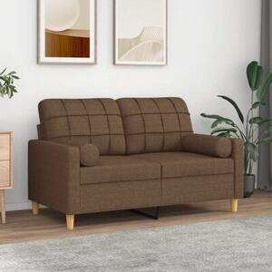 Sofa 2-osobowa z poduszkami, brÄ zowa, 120 cm, tkanina