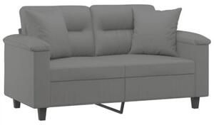 Sofa 2-osobowa z poduszkami, ciemnoszara, 120 cm, mikrofibra