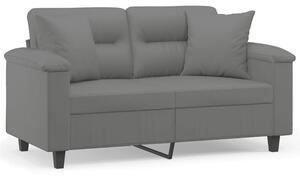 Sofa 2-osobowa z poduszkami, ciemnoszara, 120 cm, mikrofibra