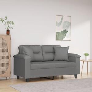 Sofa 2-osobowa z poduszkami, ciemnoszara, 120 cm, mikrofibra