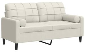 Sofa 2-osobowa z poduszkami, kremowa, 140 cm, aksamit