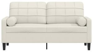 Sofa 2-osobowa z poduszkami, kremowa, 140 cm, aksamit
