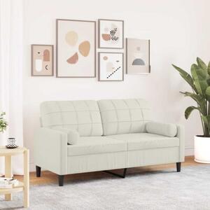 Sofa 2-osobowa z poduszkami, kremowa, 140 cm, aksamit