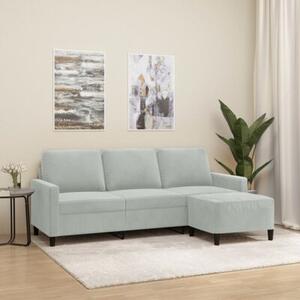 Sofa 3-osobowa z podnÃ³Å¼kiem, jasnoszara, 180 cm, aksamit