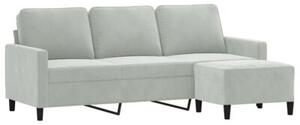 Sofa 3-osobowa z podnÃ³Å¼kiem, jasnoszara, 180 cm, aksamit