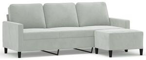 Sofa 3-osobowa z podnÃ³Å¼kiem, jasnoszara, 180 cm, aksamit
