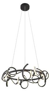 Designerska lampa wisząca czarna okrągła z 3-stopniowym ściemnianiem - Krisscross