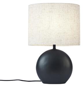 Lampa stołowa Japandi czarna z lnianym abażurem - Timo