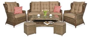 Zestaw technorattanowy TRIVENTO 3 + PUFY Brown
