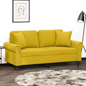 Sofa 2-osobowa z poduszkami, Å¼Ã³Åta, 140 cm, aksamit