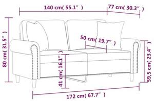 Sofa 2-osobowa z poduszkami, Å¼Ã³Åta, 140 cm, aksamit