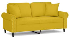 Sofa 2-osobowa z poduszkami, Å¼Ã³Åta, 140 cm, aksamit