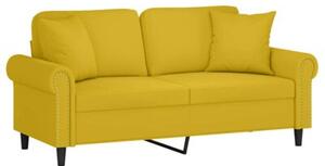 Sofa 2-osobowa z poduszkami, Å¼Ã³Åta, 140 cm, aksamit