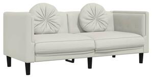 Sofa 2-osobowa z poduszkami, kremowa, aksamit