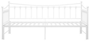 Sofa z wysuwaną ramą łóżka, biała, metalowa, 90x200 cm