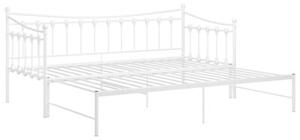 Sofa z wysuwaną ramą łóżka, biała, metalowa, 90x200 cm