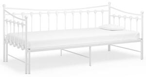 Sofa z wysuwaną ramą łóżka, biała, metalowa, 90x200 cm