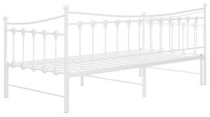 Sofa z wysuwaną ramą łóżka, biała, metalowa, 90x200 cm