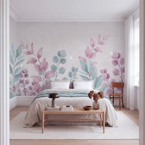 Fototapeta Spokojna, utrzymana w pastelowych barwach ilustracja botaniczna, Fototapety Kwiaty, Popularne Fototapety, t00985v1 - Tapeko.pl