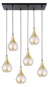 Keter Lighting Żyrandol na lince LACRIMA HONEY 6xE27/60W/230V czarny/zl./dym beżowy KE0165