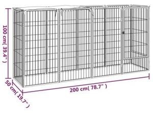 Kojec dla psa, 10 paneli, czarny, 50x100 cm, stal