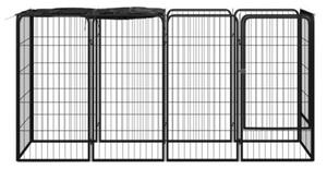 Kojec dla psa, 10 paneli, czarny, 50x100 cm, stal