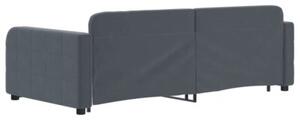 Sofa rozsuwana z szufladami, ciemnoszara, 90x190 cm, aksamit