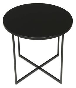 Czarny stolik z okragłym blatem w stylu industrialnym 50 cm