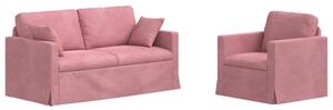 Modularna sofa aksamitna w kolorze rÃ³Å¼owym z czarnymi akcentami
