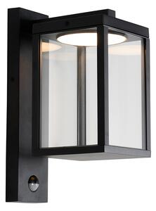 Zewnetrzna Zewnętrzna latarnia ścienna czarna z czujnikiem ruchu LED - Ferdinand Oswietlenie zewnetrzne