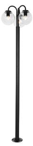 Zewnetrzna Latarnia czarna z przezroczystym szkłem 200 cm 3-punktowa IP44 - Sfera Oswietlenie zewnetrzne