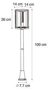 Zewnetrzna Stojąca lampa zewnętrzna czarna z żebrowanym szkłem 100 cm IP44 - Charlois Oswietlenie zewnetrzne