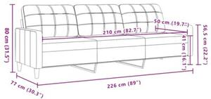 Sofa, 3-osobowa kremowa, 210 cm, tapicerowana aksamitem