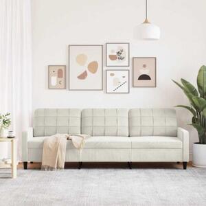 Sofa, 3-osobowa kremowa, 210 cm, tapicerowana aksamitem