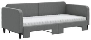 Sofa rozsuwana z materacami, ciemnoszara, 90x200 cm, tkanina