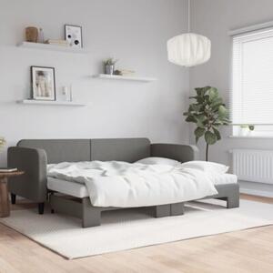 Sofa rozsuwana z materacami, ciemnoszara, 90x200 cm, tkanina
